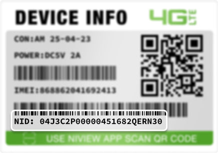 Device Number Sticker Camera NID location 1